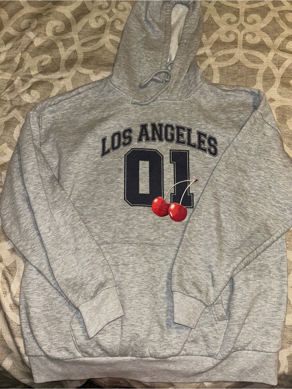 No Boundaries Gray 'Los Angeles 01' Hoodie with Cherry Graphic